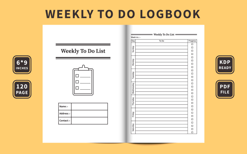 每周待办事项清单笔记本和任务跟踪矢量