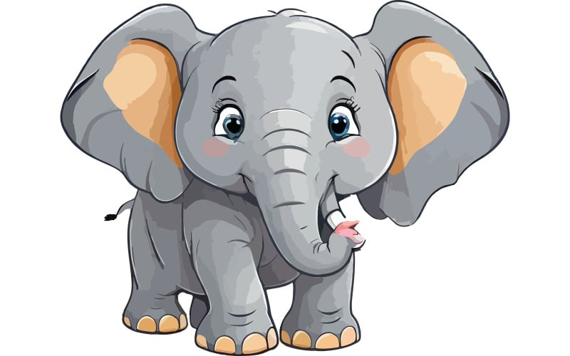 大象动画矢量插图设计
