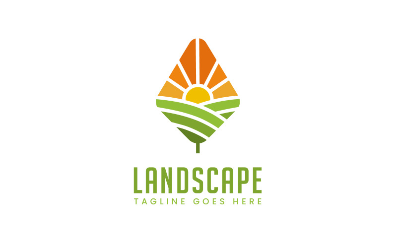 Landschap natuur buiten logo ontwerpsjabloon