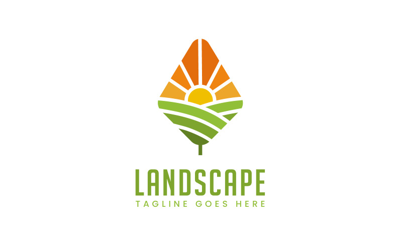 Plantilla de diseño de logotipo al aire libre de naturaleza de paisaje