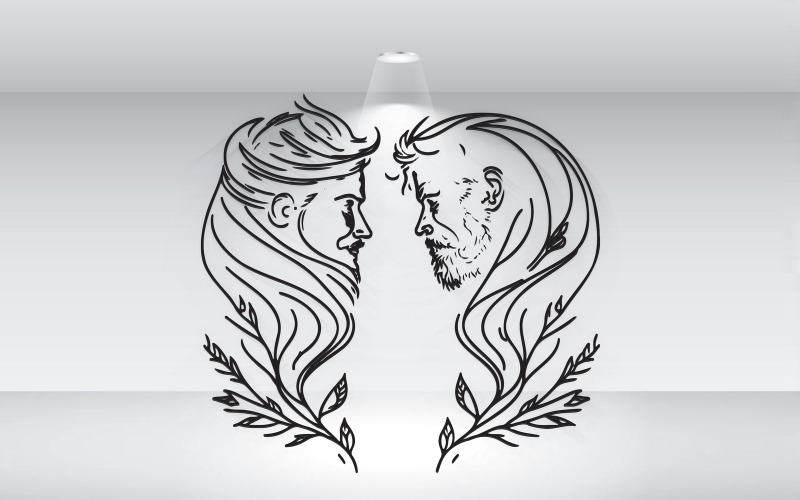 File vettoriale dell'idea di disegno del tatuaggio testa a testa di padre e figlio