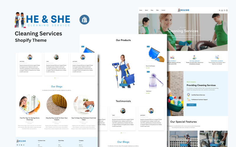 He & She - 清洁服务 Shopify 主题