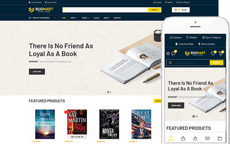 Bugmart - Книгарня, книгарня WooCommerce Тема WordPress