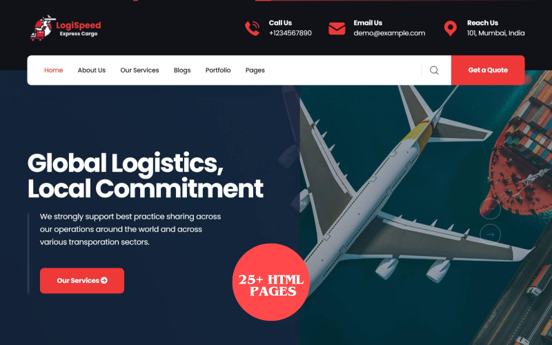 LogiSpeed - Modelo HTML responsivo de transporte