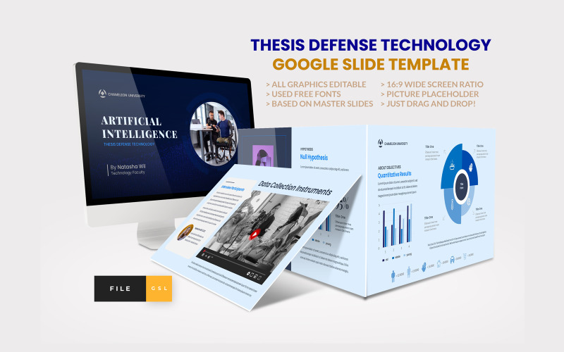 Modello di diapositiva Google per la tesi sulla tecnologia di difesa