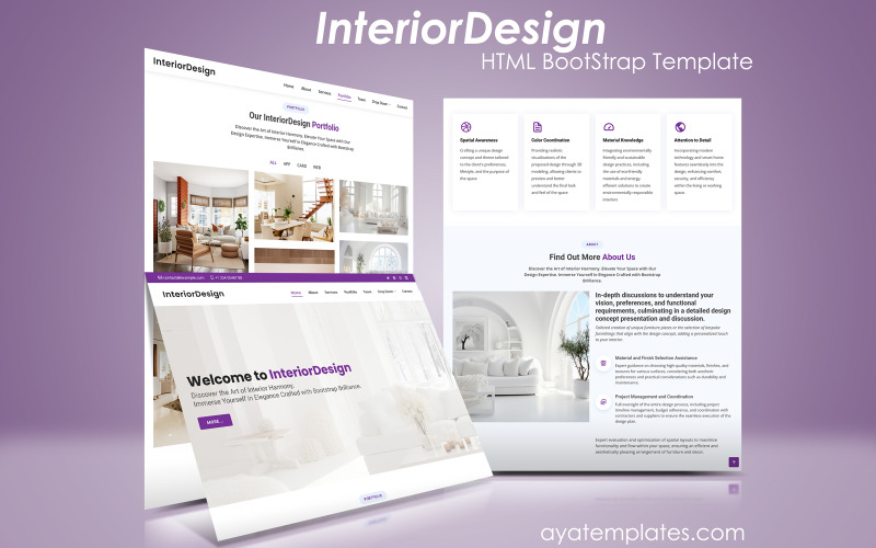 Modelo de destino HTML Bootstrap InteriorDesign