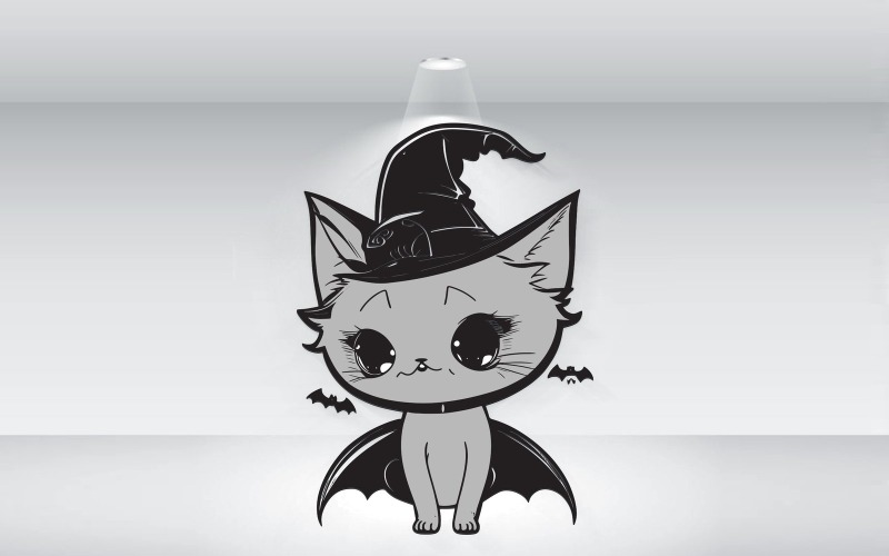 Schattige kat draagt een Halloween-hoed-vector