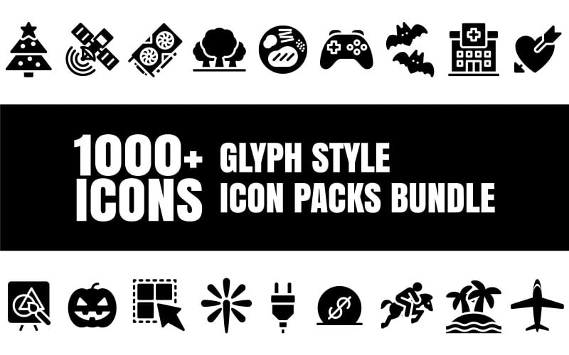 Glypiz Bundle - Collection de packs d'icônes polyvalents dans un style glyphe