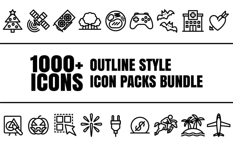 Outlizo Bundle - Collection de packs d'icônes polyvalents dans un style de contour