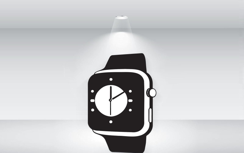 智能手表的黑白插图矢量