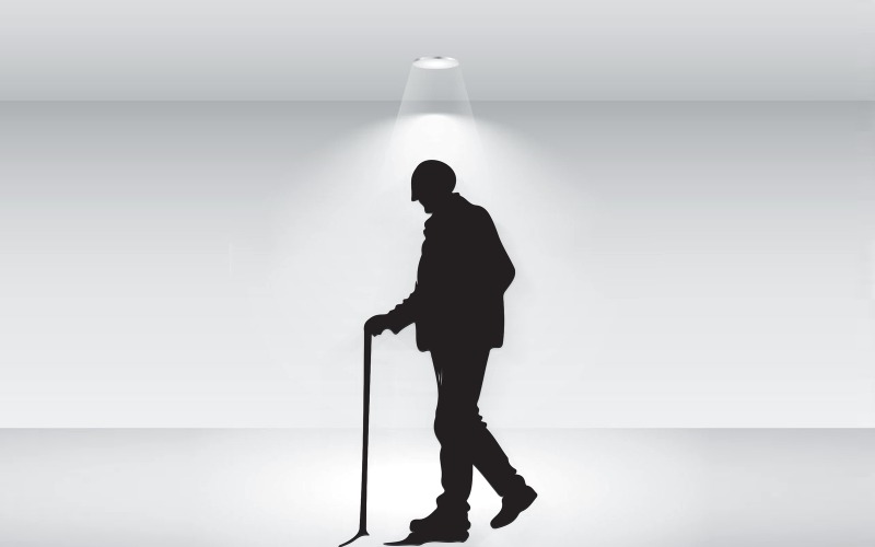 Oude Man silhouet illustratie Vector