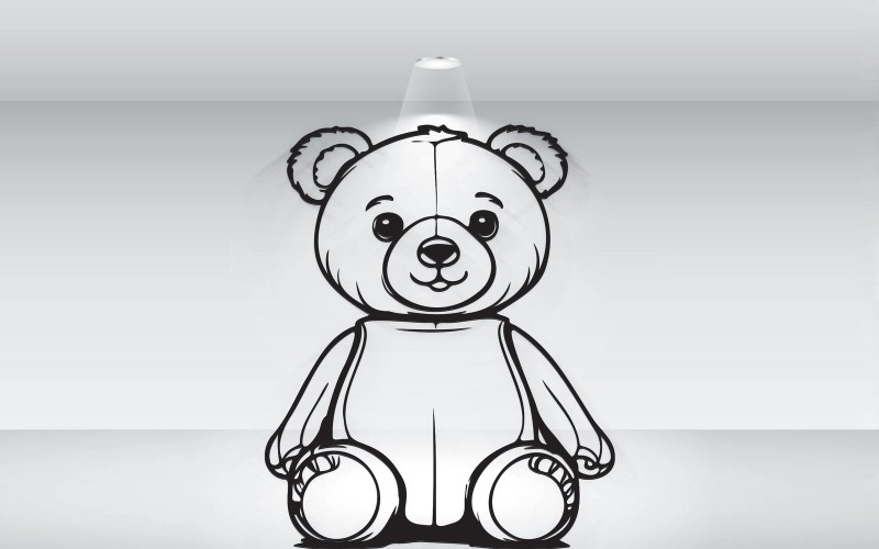 黑色轮廓的泰迪熊插图矢量