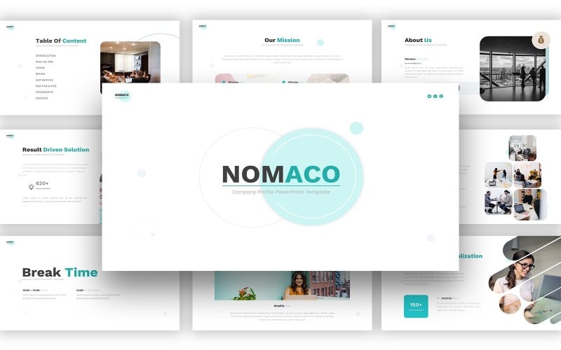 Modèle Powerpoint de profil d'entreprise Nomaco