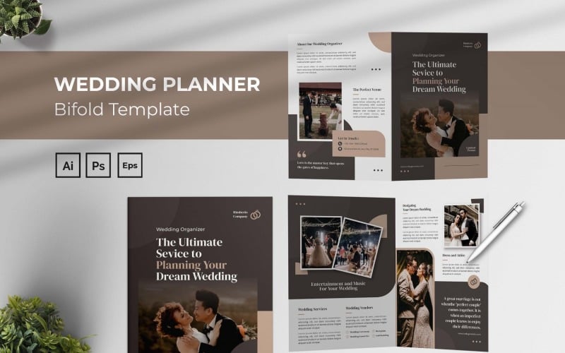 Bruiloftplanner tweevoudige brochure