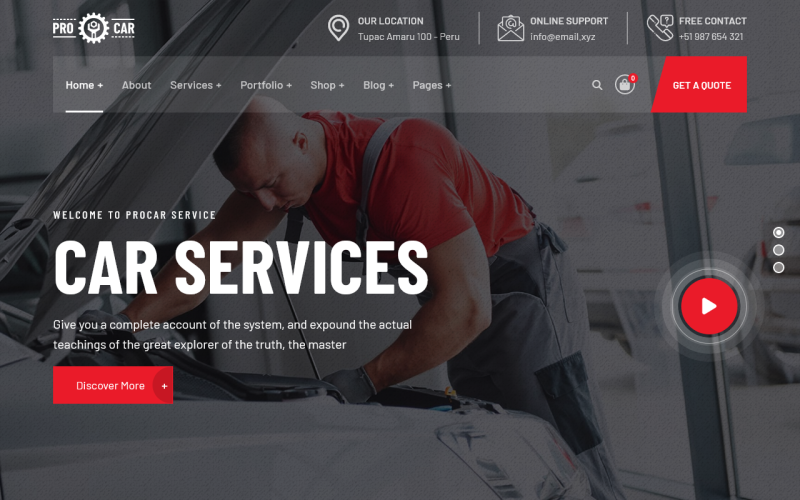 Procar - Autoservisy, opravy a prodejny Joomla 5 Template