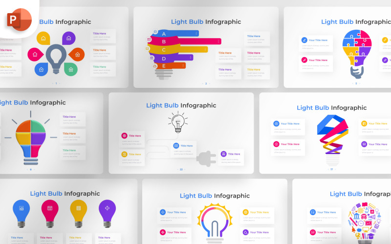 Glödlampa PowerPoint Infographic mall