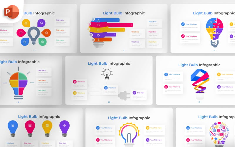Glühbirne PowerPoint-Infografik-Vorlage