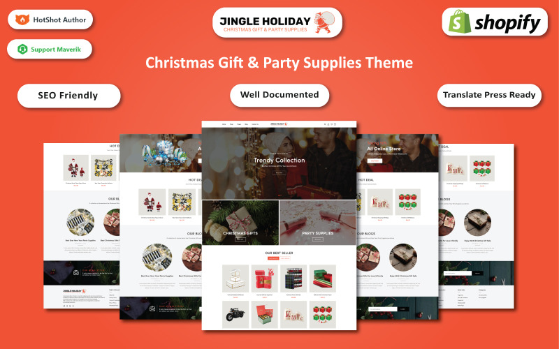 Jingle Holiday - Cadeaux de Noël et fournitures de fête du Nouvel An Thème Shopify