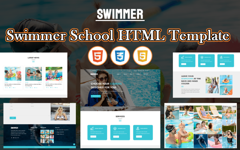 游泳-游泳学校的HTML模板