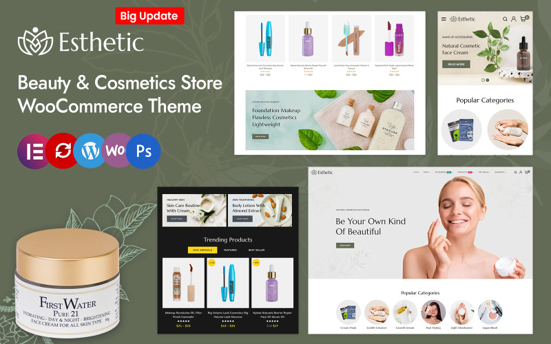 Estetica - Negozio di cura della pelle, bellezza e cosmetici Elementor Tema reattivo WooCommerce