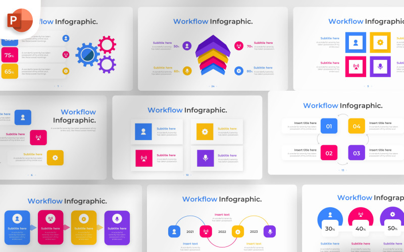 Pracovní postup PowerPoint Infographic šablona