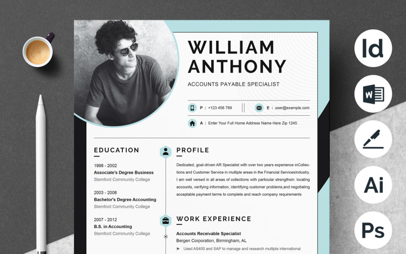 Nowoczesny szablon CV CV w formacie Word Apple Pages