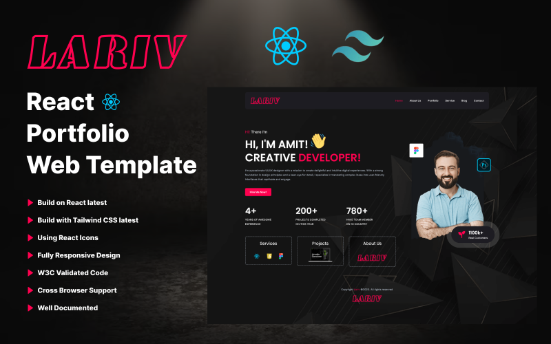 Lariv – React js Portfolio-Webvorlage