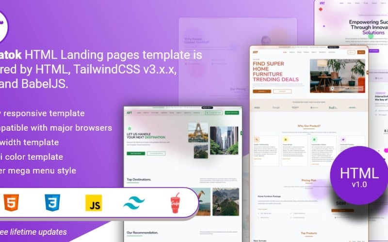 Wematok TailwindCSS Çok Amaçlı Açılış Sayfası HTML5 Şablonu