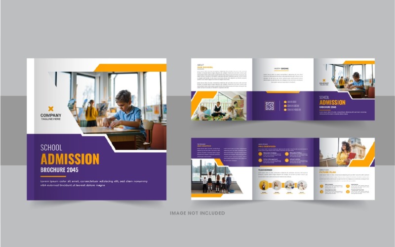 Design del modello di brochure a tre ante quadrato per il ritorno a scuola o brochure del prospetto educativo