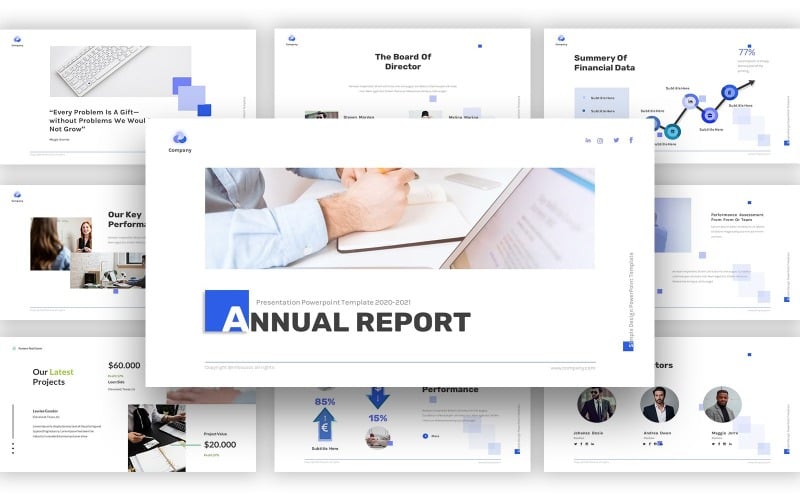 Minimaslist - Modelo Powerpoint de apresentação de relatório anual