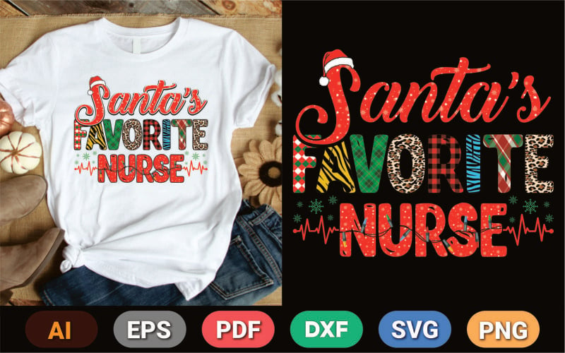 圣诞老人最喜欢的护士T恤设计