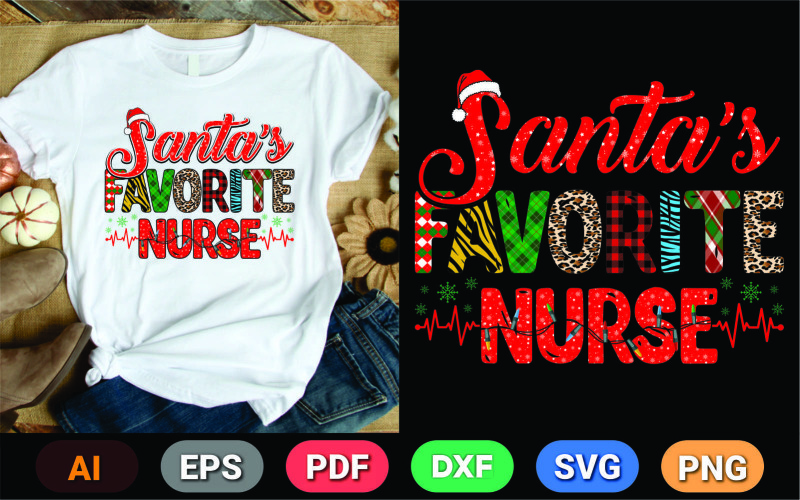 圣诞老人最喜欢的护士T恤设计