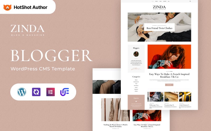 Zinda - Fashion Blog WordPress Elementor Theme