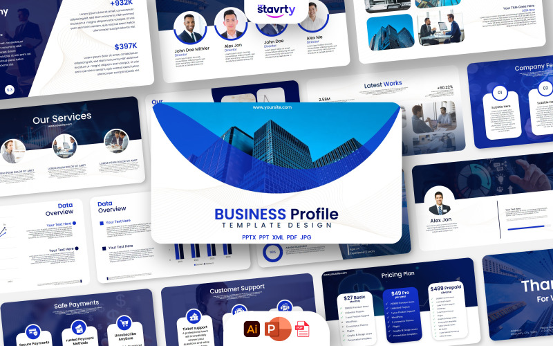 Businessplan, Corporate Identity Powerpoint-sjabloon | Stavrty
