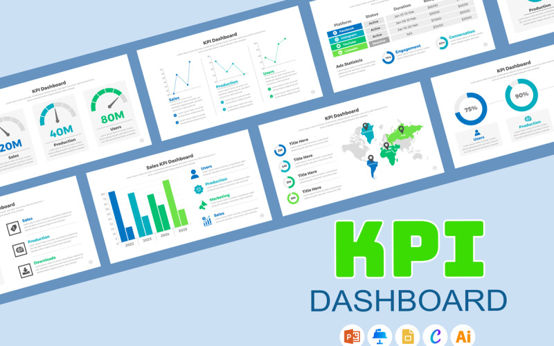 KPI图表的专业PowerPoint模板