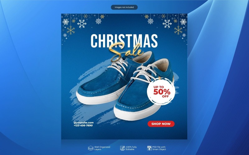 PSD圣诞促销广告特别提供社交媒体帖子模板