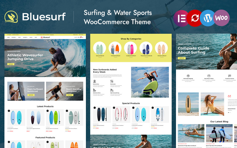 Bluesurf - Elementor WooCommerce响应式冲浪板主题，适用于单产品商店