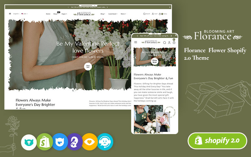 Florance - Thème Shopify conçu pour les magasins de floraison, de floraison, de bouquet, d'art floral et d'artisanat