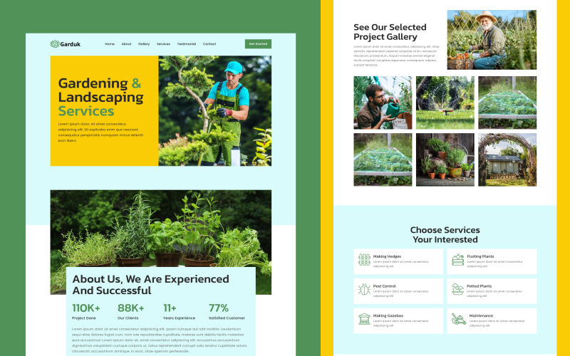 Garduk - Modèle de page de destination pour le jardinage et l'aménagement paysager