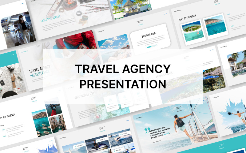 Modelo de apresentação do Google Slides para agência de viagens