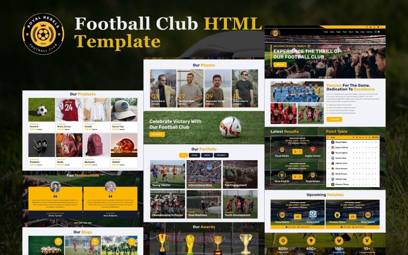 Royal Rebels - Football & Sport Club HTML5 webbplatsmall