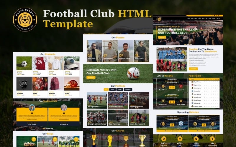 Royal Rebels - Football & Sport Club HTML5 Website Template