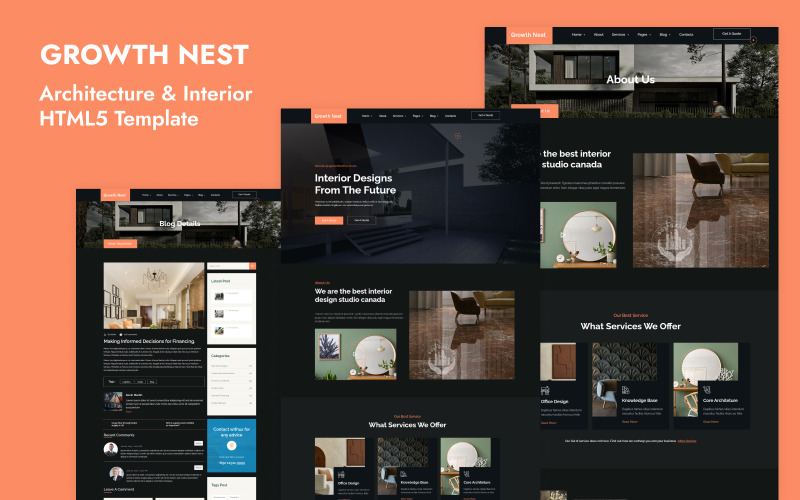 Groeinest- HTML5-sjabloon voor architectuur en interieur