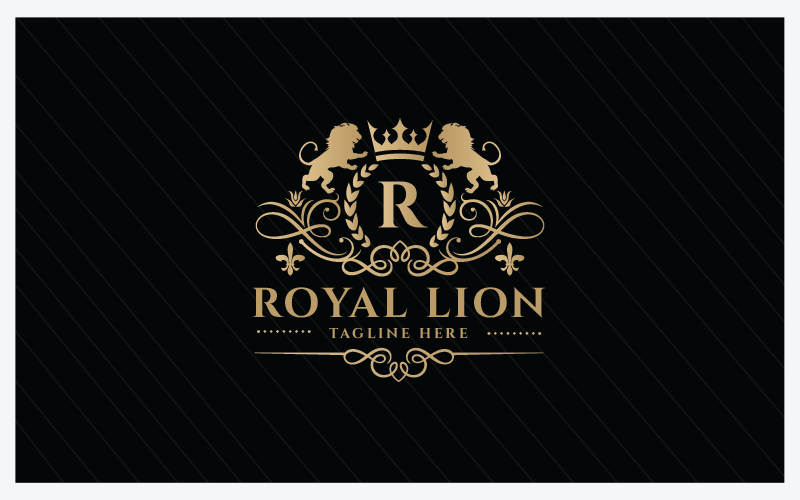 字母R -专业的皇家狮子标志