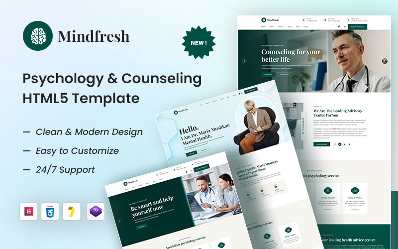 Mindfresh – HTML5-sjabloon voor psychologie en counseling