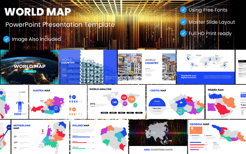 Dünya Haritası Düzenlenebilir PowerPoint Şablonu