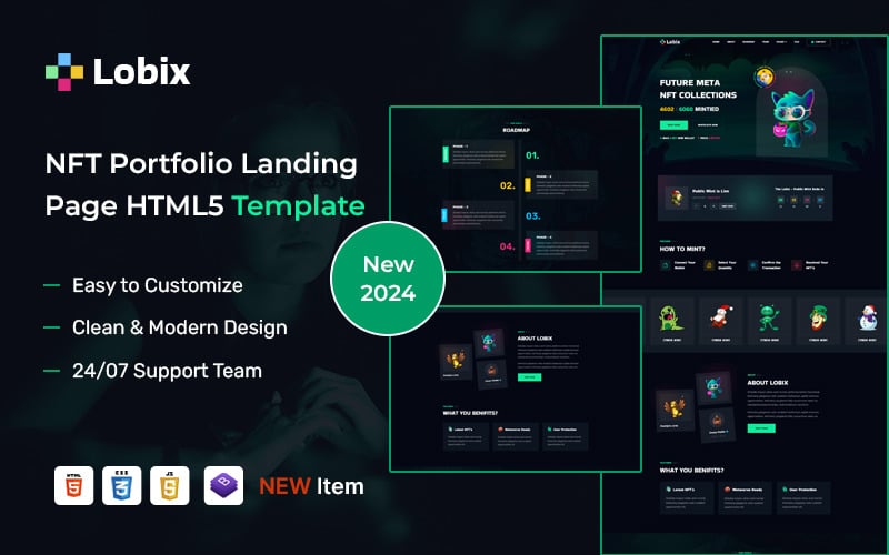 Lobix - NFT投资组合和登陆页HTML5模板