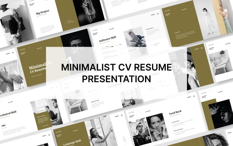 Modèle de présentation Powerpoint de CV minimaliste