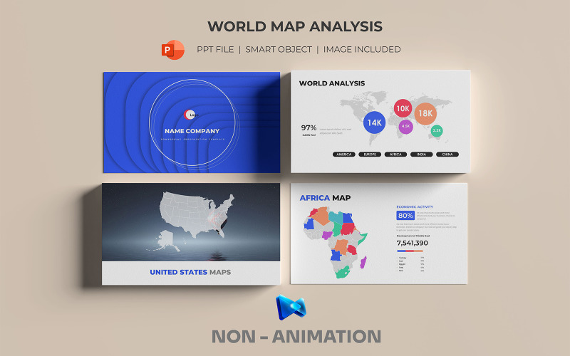 Modèle PowerPoint modifiable de carte du monde