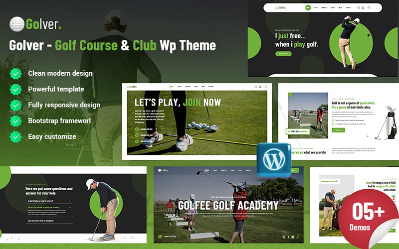 Golver - Campo de golfe e tema WordPress Club Elementor